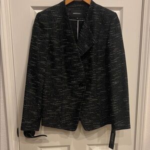 Lafayette 148 New York Black and White Tweed Striped Blazer